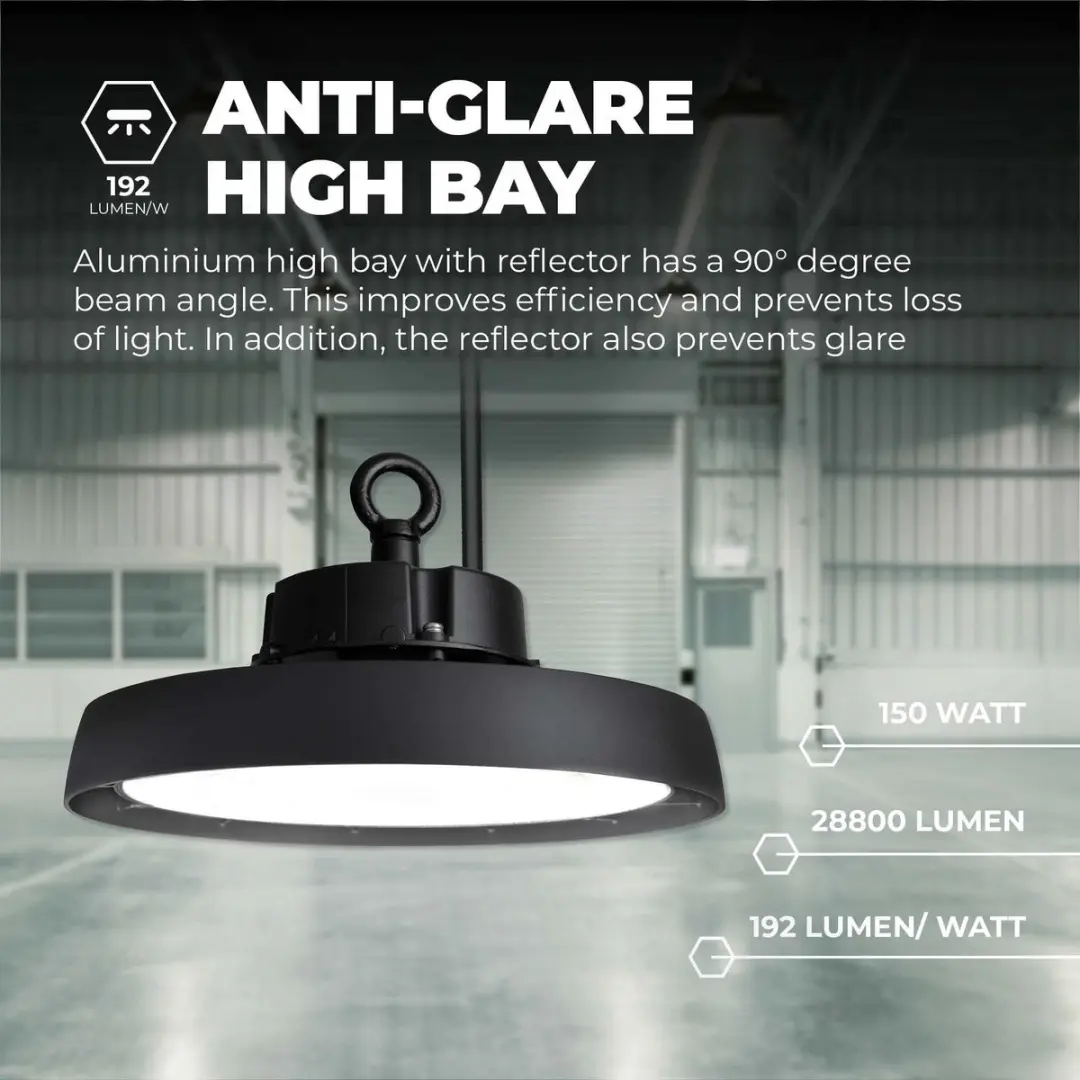 LEDVION LED High Bay Reflector 150W 192lm/W 4000K - Zwart