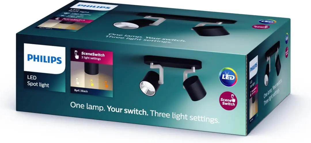 Philips Byrl Opbouwspot LED SceneSwitch 2x4,3W - 430 Lm - Zwart