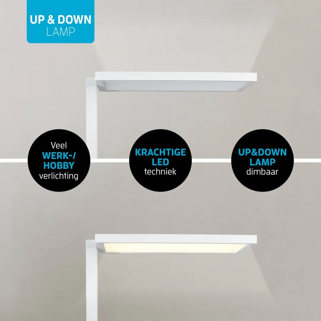 Varin LED Bureaulamp 110W - 10500 Lumen - Wit - afbeelding 6 van 6