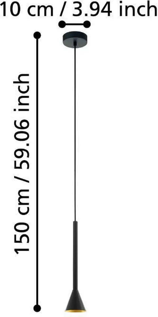 Eglo Cortaderas Hanglamp 5x LED 3000K - Zwart/Goud