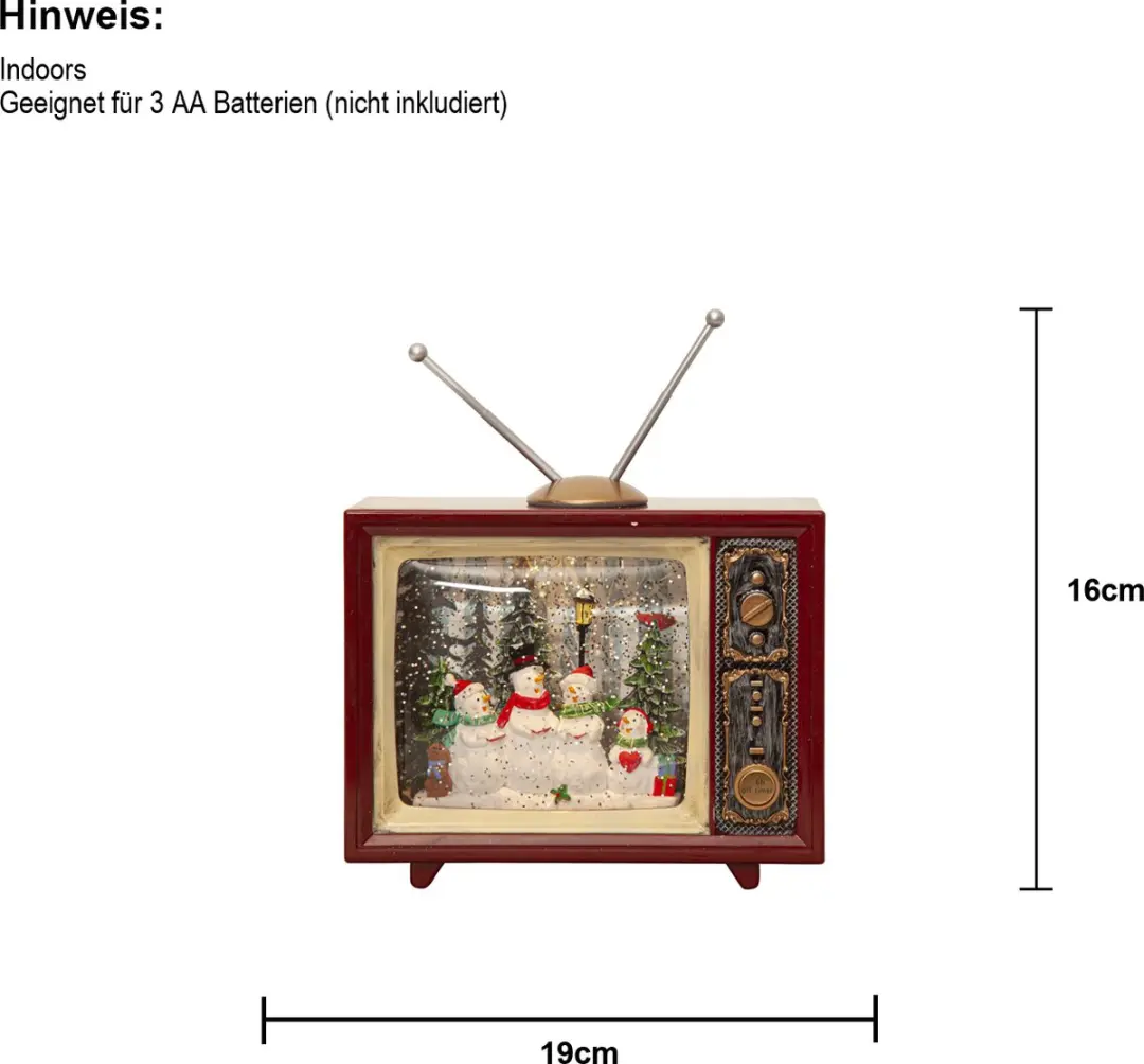 Star Trading Vinter LED Kerstdecoratie - Retro TV 19cm - Warm wit - Helder glas