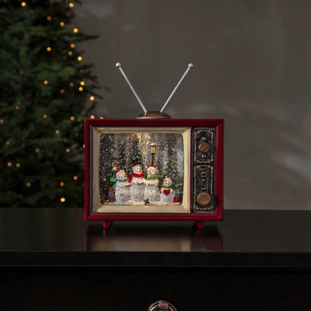 Star Trading Vinter LED Kerstdecoratie - Retro TV 19cm - Warm wit - Helder glas