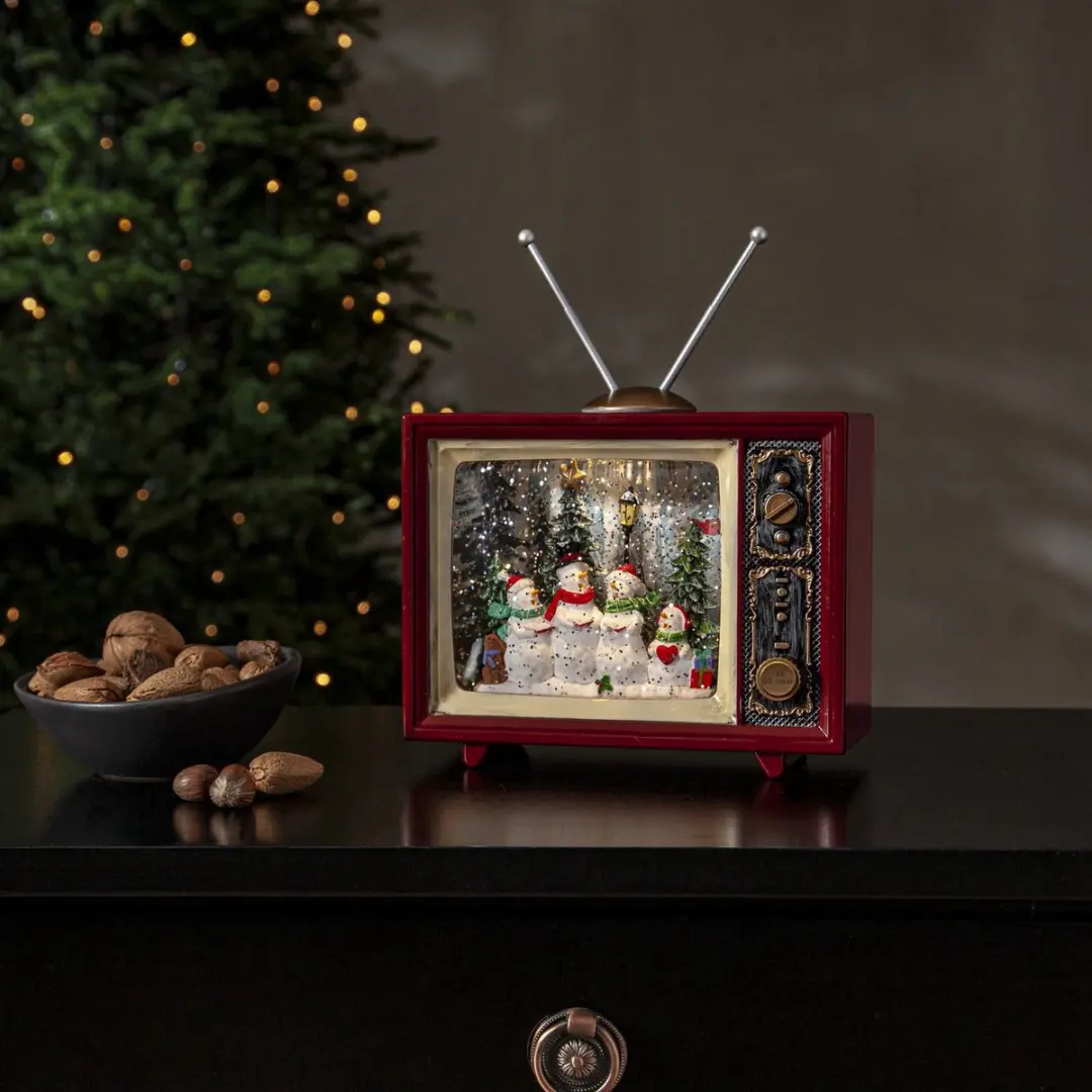 Star Trading Vinter LED Kerstdecoratie - Retro TV 19cm - Warm wit - Helder glas