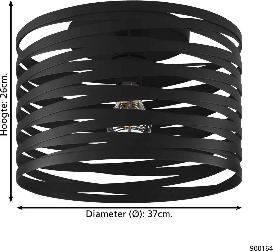 Eglo Cremella Plafondlamp E27 - Ø37cm - Zwart - afbeelding 6 van 6
