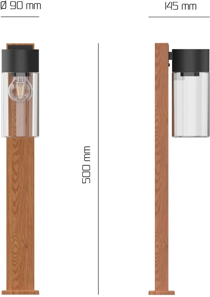LEDVION Staande Buitenlamp 50cm Hout - IP44 - afbeelding 3 van 6