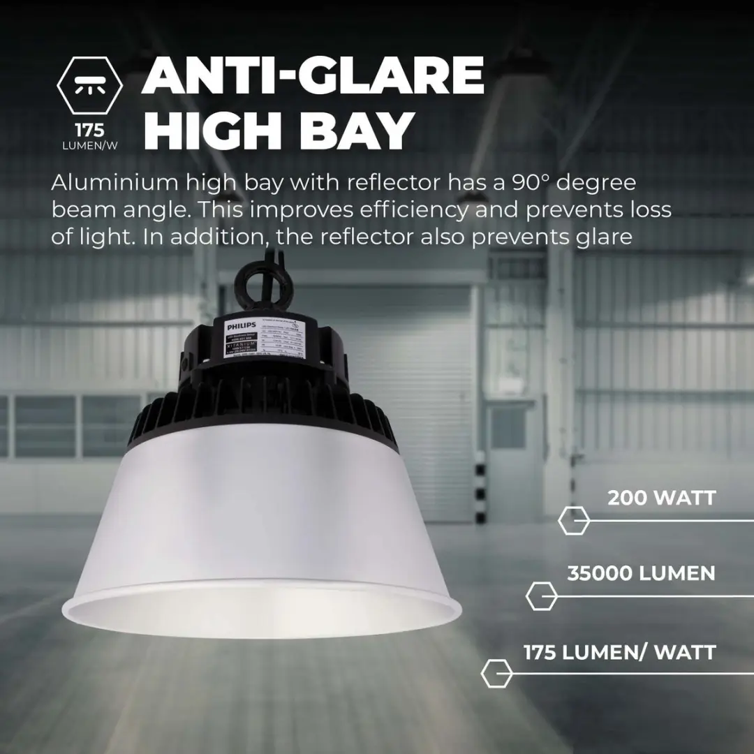 LEDVION LED High Bay Reflector 85W 175lm/W 6500K - Zwart - afbeelding 4 van 6