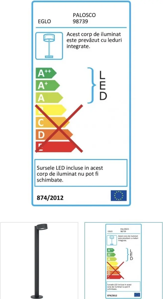 Eglo Palosco Sokkellamp LED 14cm - Zwart