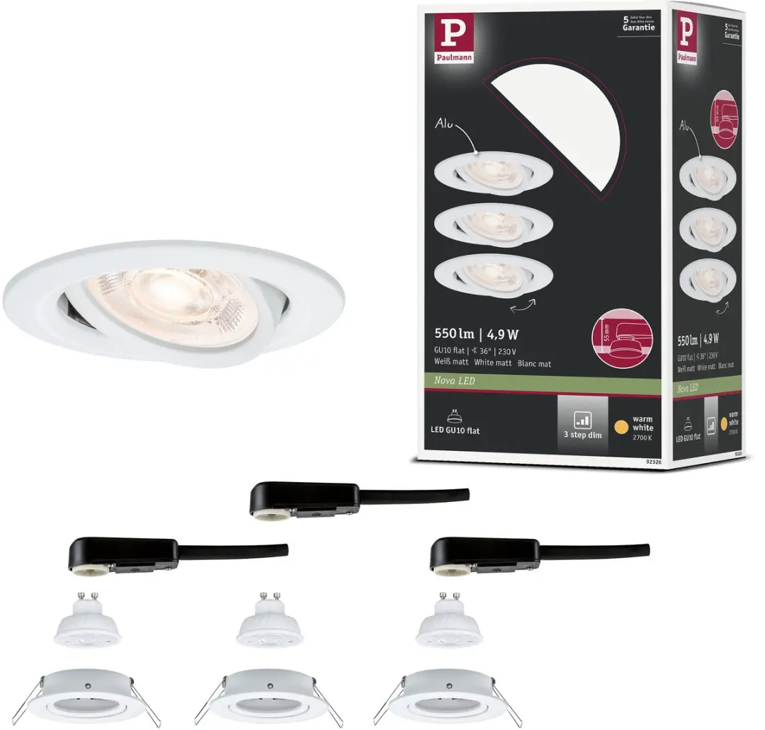 Paulmann Nova GU10 LED-inbouwlamp 3x4,9W 550lm 2700K