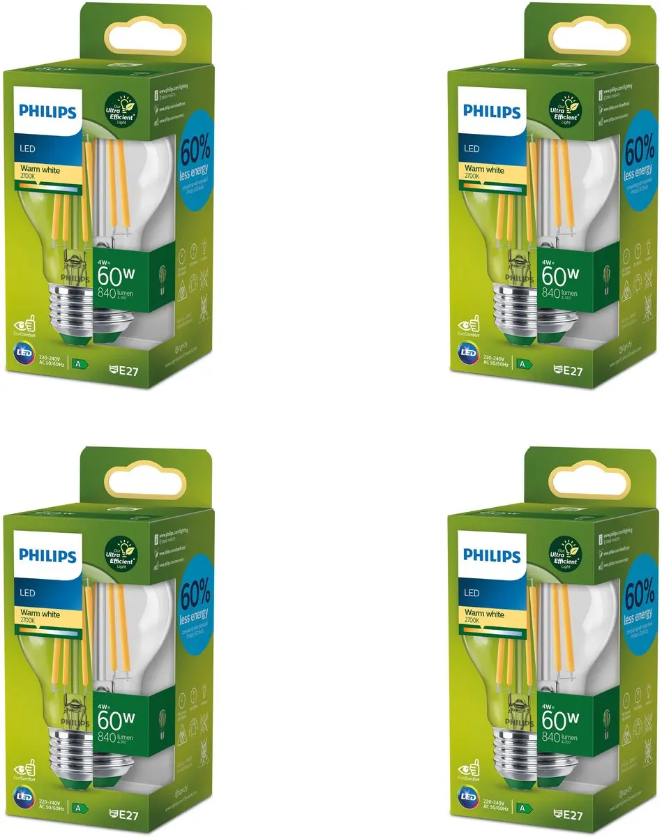 Philips LED E27 Ultra Efficient Warmwit 4W