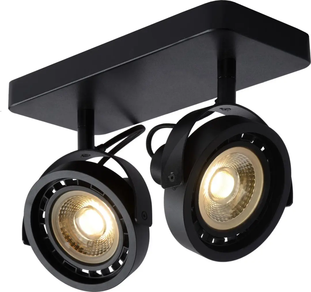 Lucide TALA LED Plafondspot GU10 2x12W 2200K/3000K - Zwart