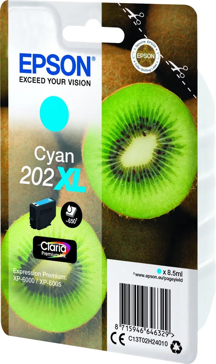 Epson C13T02H24010 Cyan Cartridge - 650 Pagina's