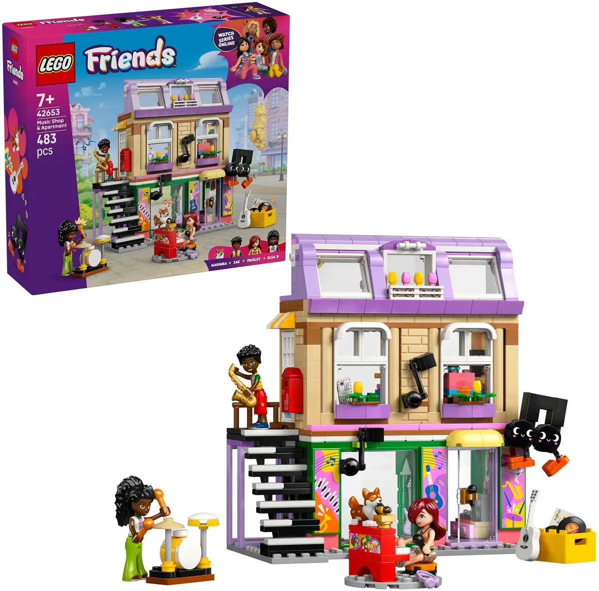 LEGO Friends Muziekwinkel & Appartement 42653 - 483 Stukken - 3 Minifiguren