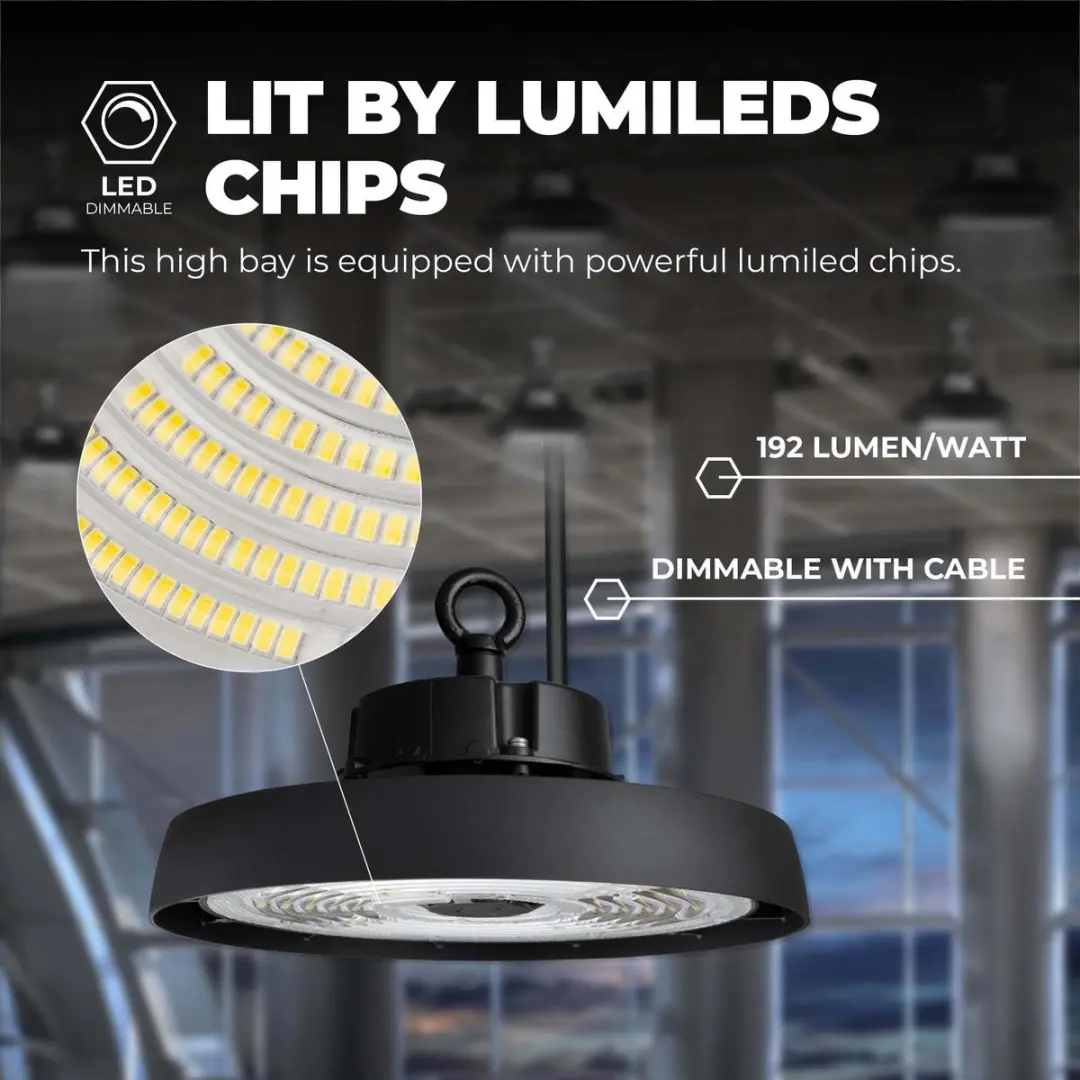 LEDVION LED High Bay 100W 192lm/W - 6000K IP65 Zwart