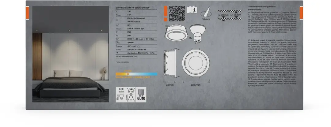Osram Spot Set PAR11 LED 3W 2700K - 3 Stuks - Satijn nikkel