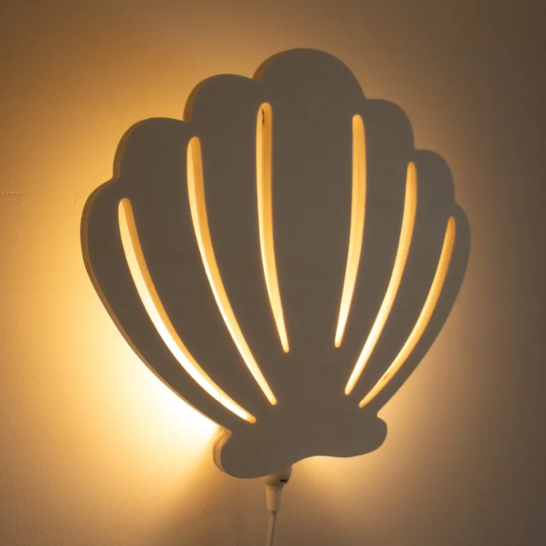 TreeToys Houten Wandlamp Schelp - 1 Lichtpunt