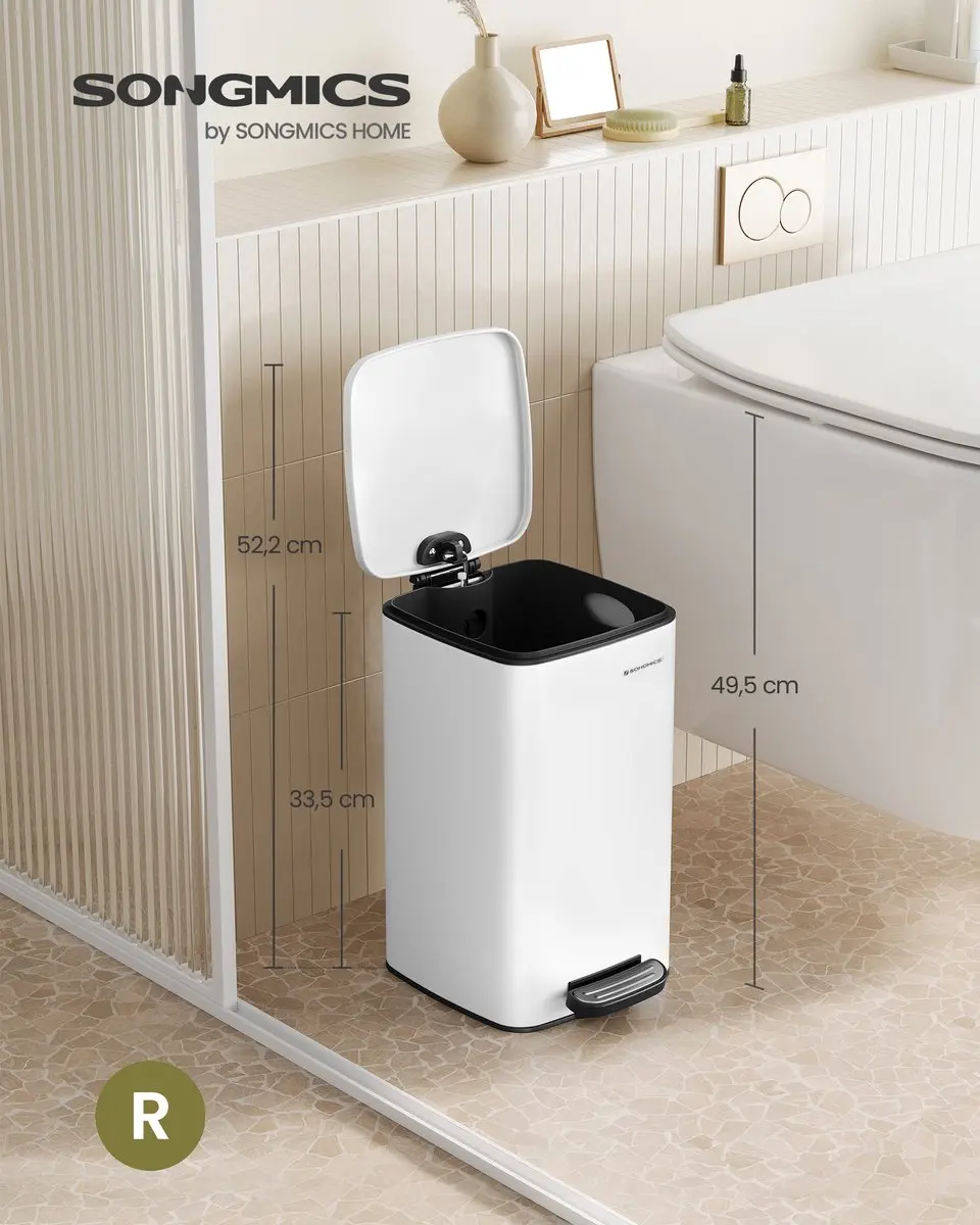 Songmics LTB591W0802 Cosmetische Prullenbak - 8L - Wit