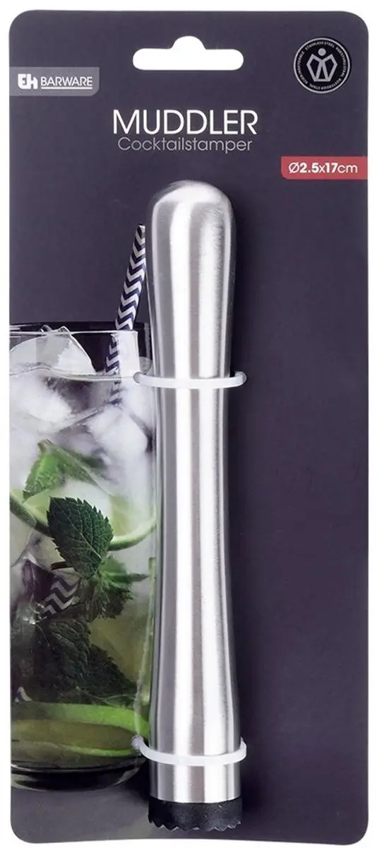 Excellent Houseware Stalen Barmaatje 17.5cm - Zilver/Zwart