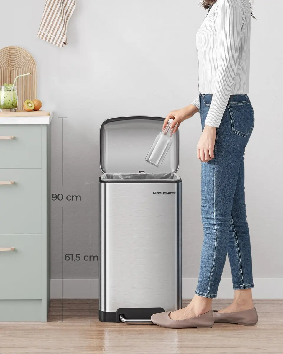 Songmics LTB01L Pedaalemmer 30L - Zilver