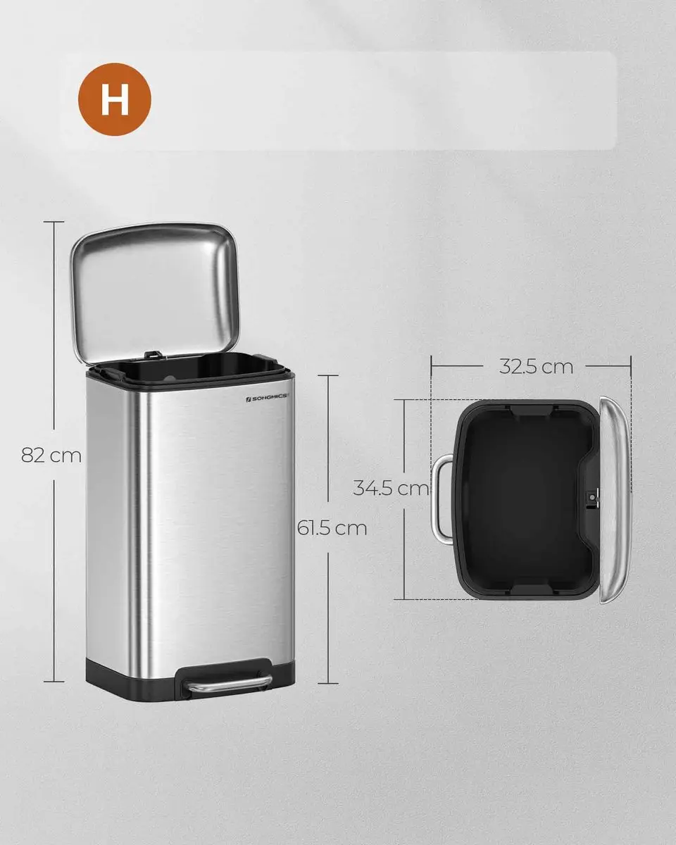 Songmics LTB01L Pedaalemmer 30L - Zilver