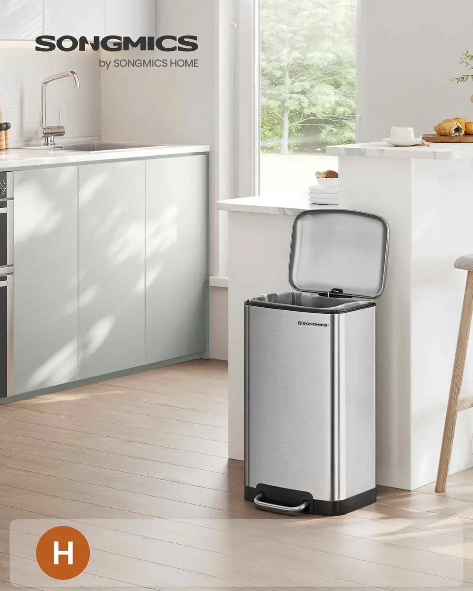 Songmics LTB01L Pedaalemmer 30L - Zilver