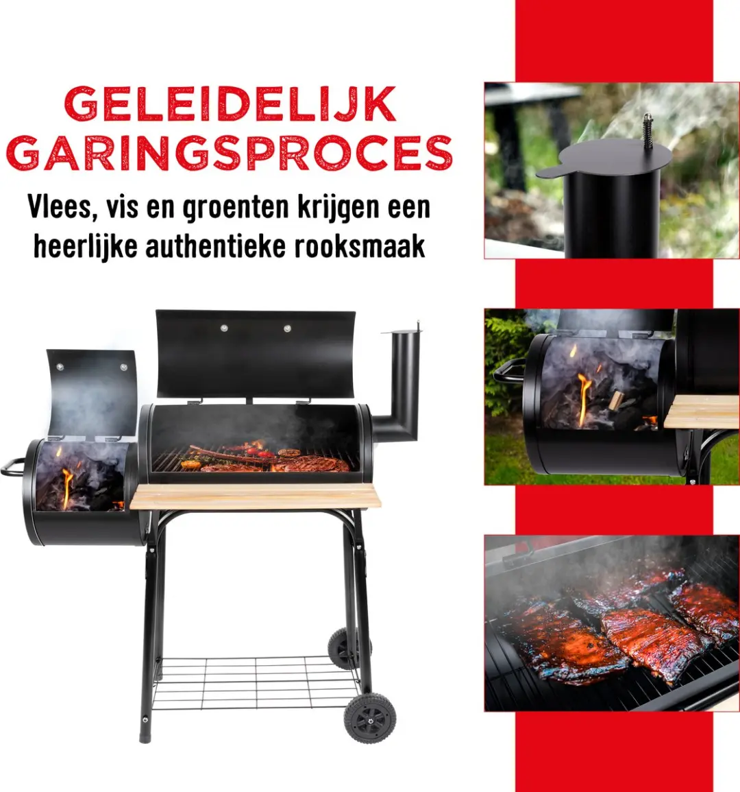 Alpina BBQ Collection 2-in-1 Smoker BBQ - 104x58x114cm