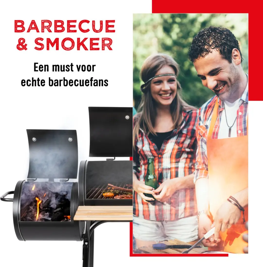 Alpina BBQ Collection 2-in-1 Smoker BBQ - 104x58x114cm