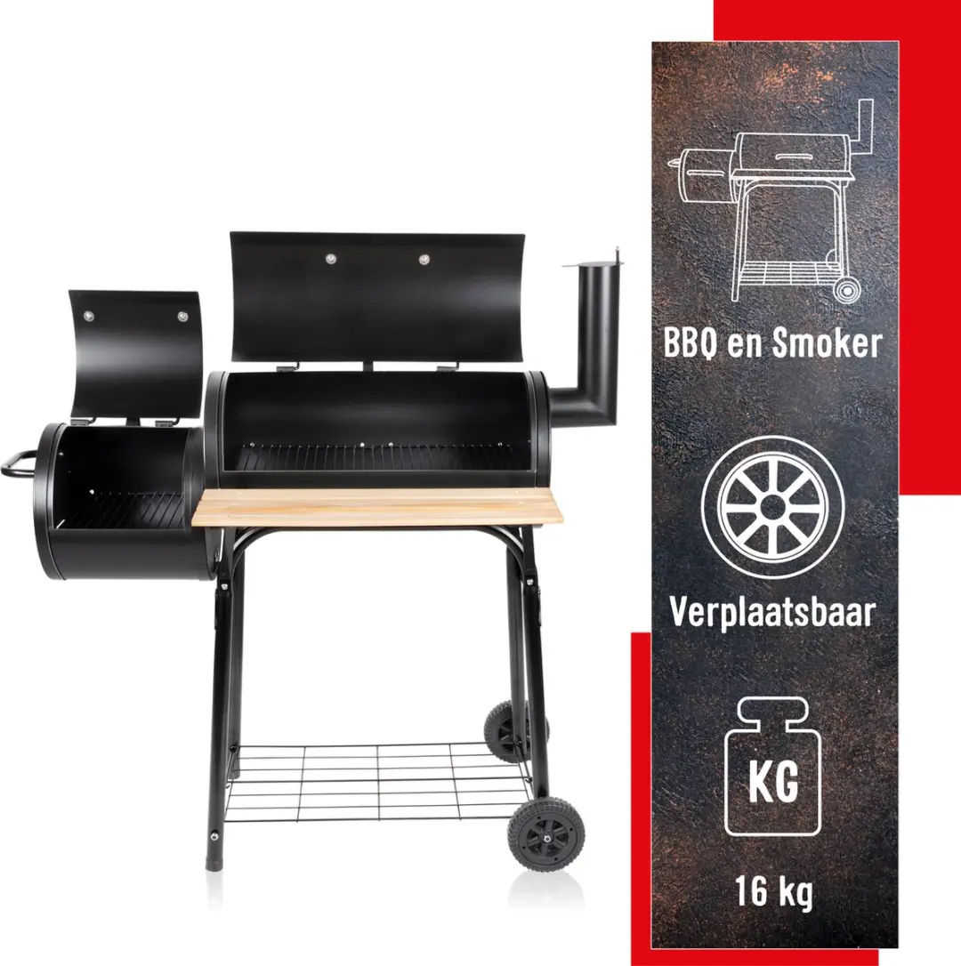 Alpina BBQ Collection 2-in-1 Smoker BBQ - 104x58x114cm