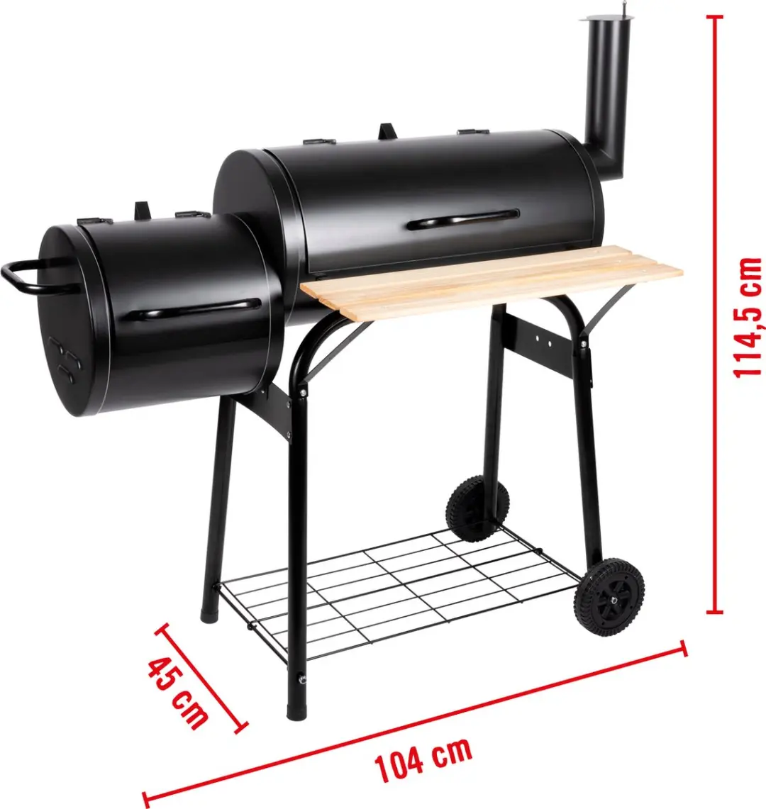 Alpina BBQ Collection 2-in-1 Smoker BBQ - 104x58x114cm