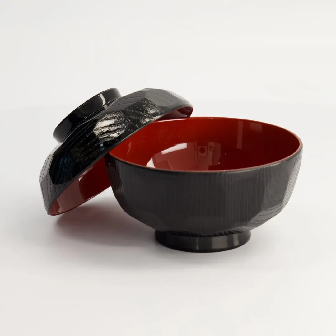 Tokyo Design Studio Lakwerk Kom met Deksel 12x9,5cm - Zwart/Rood