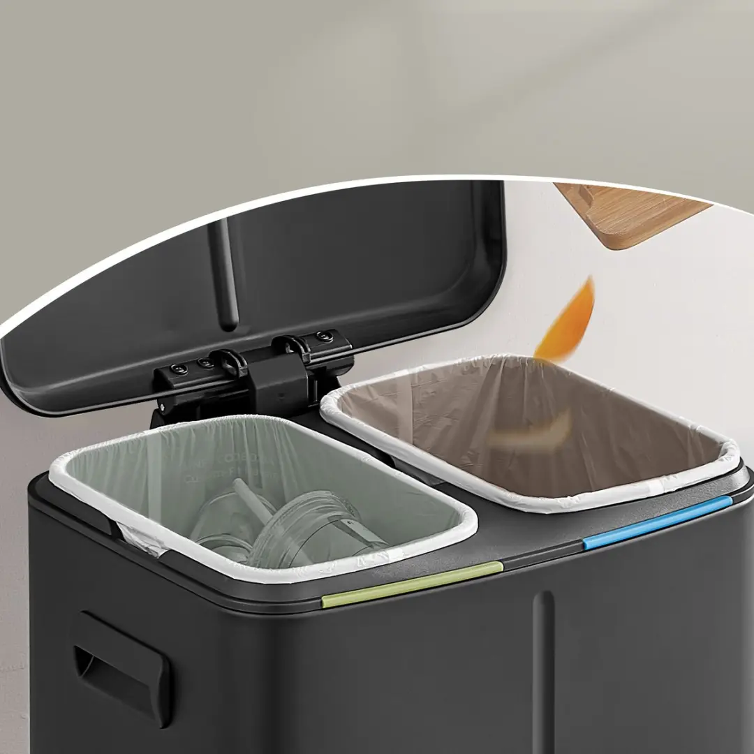 Songmics LTB40B02 Prullenbak 40L - 2 Vakken Zwart