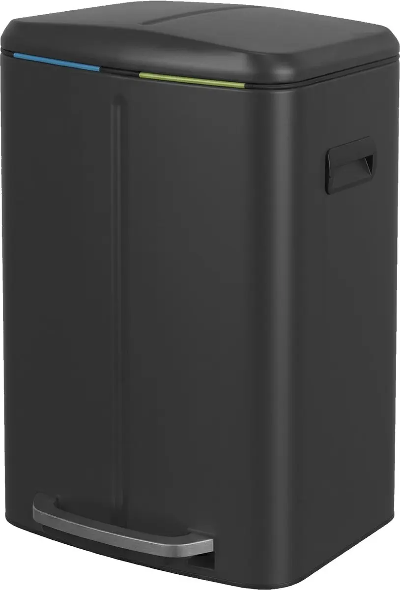 Songmics LTB40B02 Prullenbak 40L - 2 Vakken Zwart