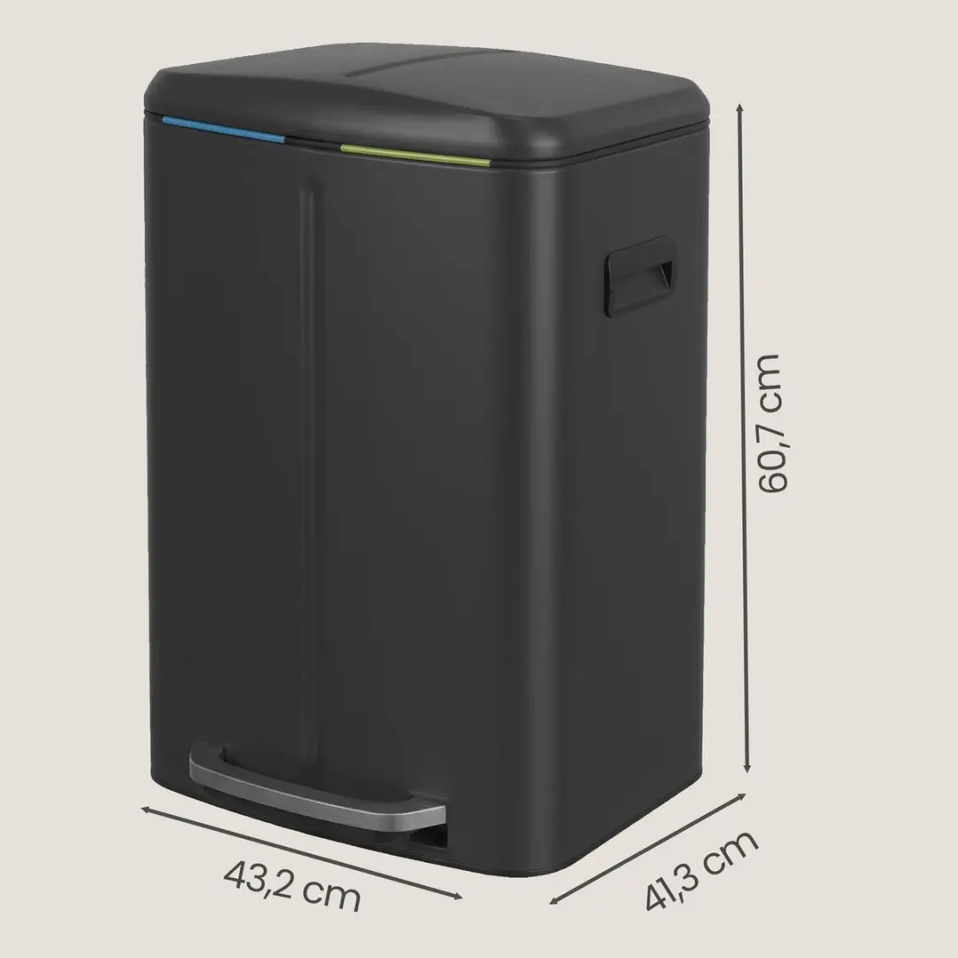 Songmics LTB40B02 Prullenbak 40L - 2 Vakken Zwart