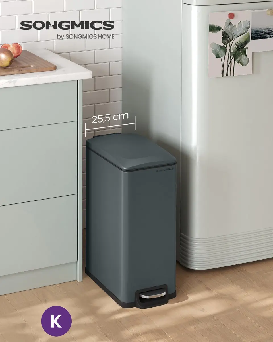 Songmics LTB510G02 Prullenbak Keuken 48L - Antracietgrijs