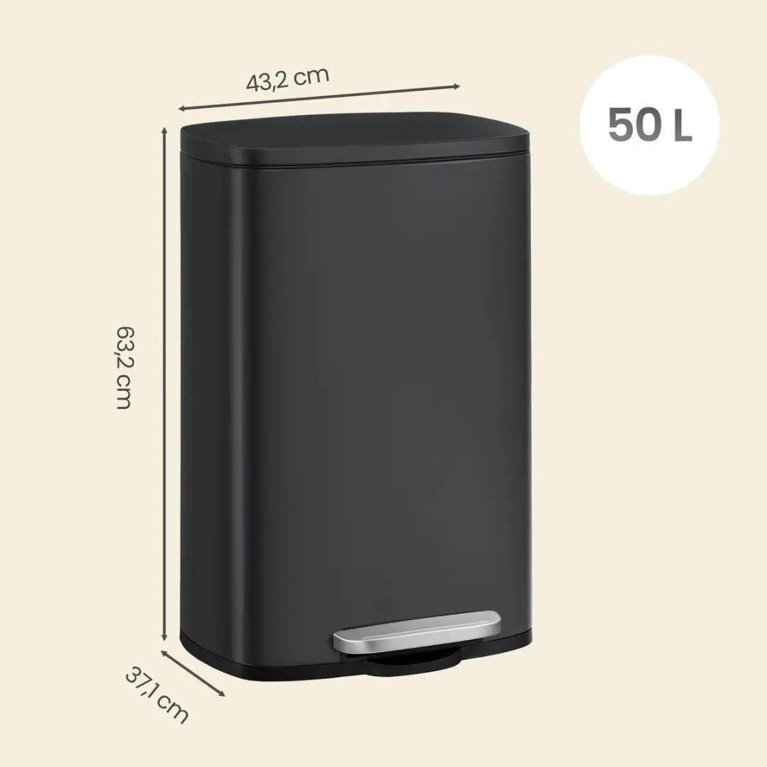 Songmics LTB050B02V1 Keukenprullenbak 50L - Zacht Sluitend Deksel