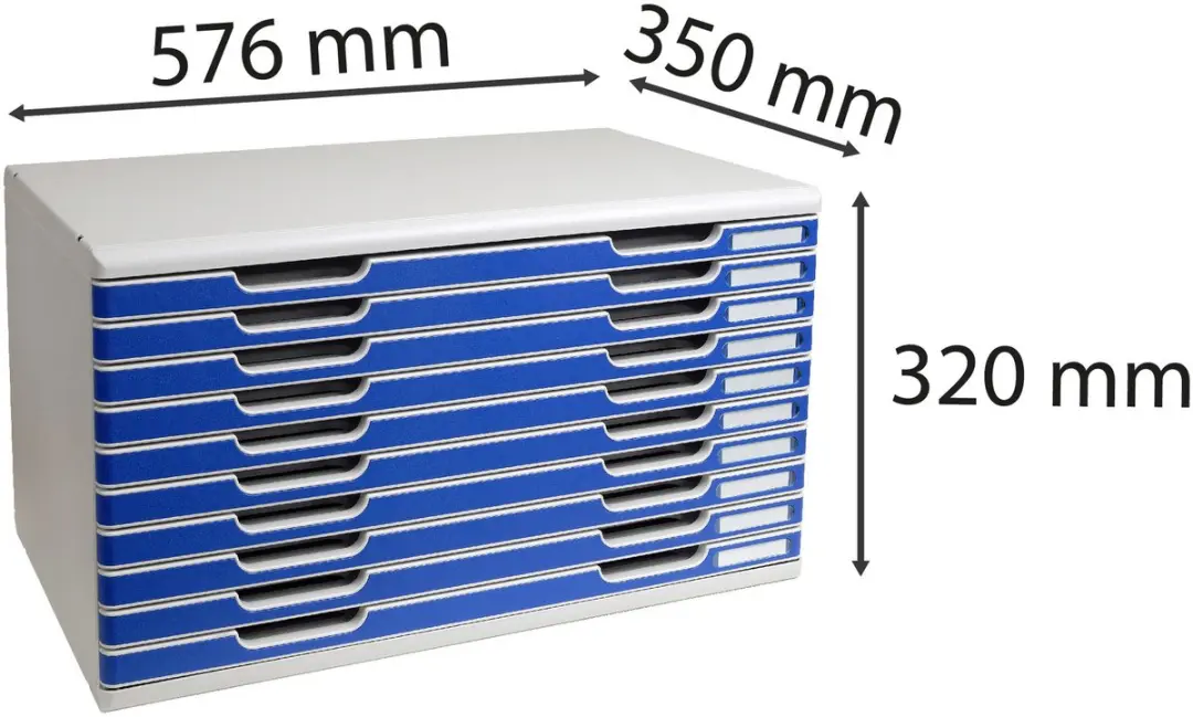 Exacompta Ladenbox MODULO A3 - 10 Gesloten Laden - Blauw - afbeelding 6 van 6