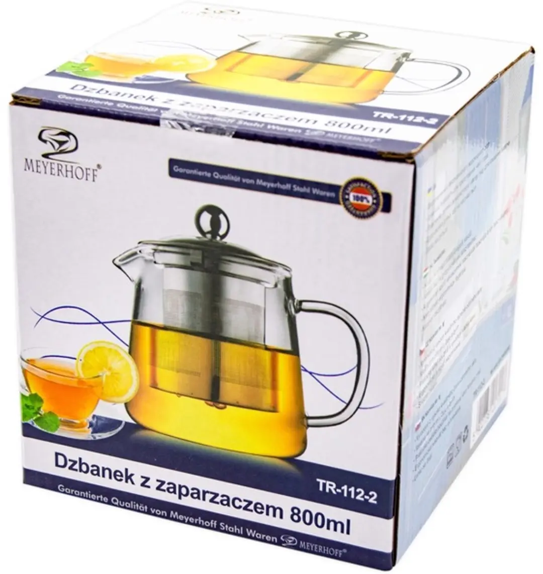 Meyerhoff Glazen Theepot 800ml - Met RVS Infuser