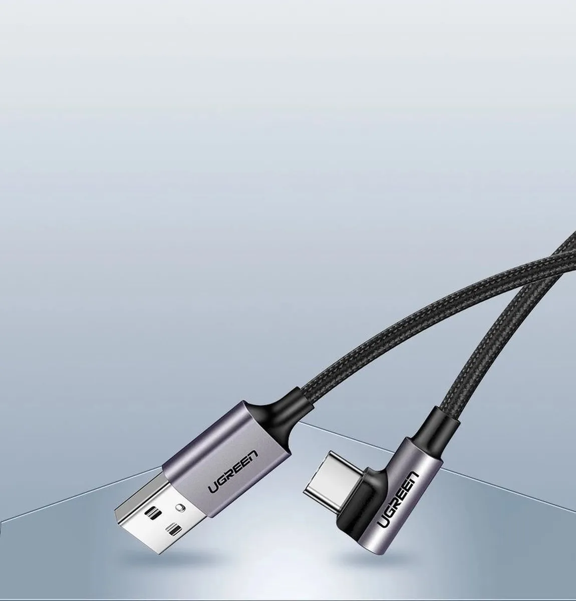 UGREEN USB Type C Haakse Kabel 2m 3A - Grijs