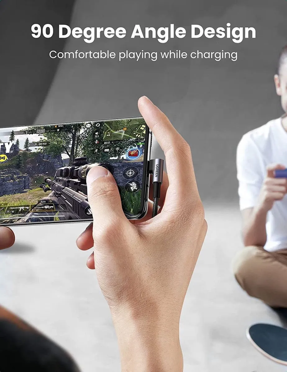 UGREEN USB Type C Haakse Kabel 2m 3A - Grijs