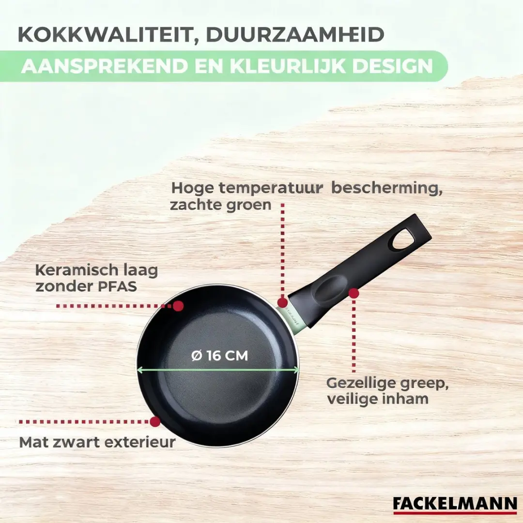 Fackelmann Brandao Pan 16cm Aluminium - Groen/Zwart