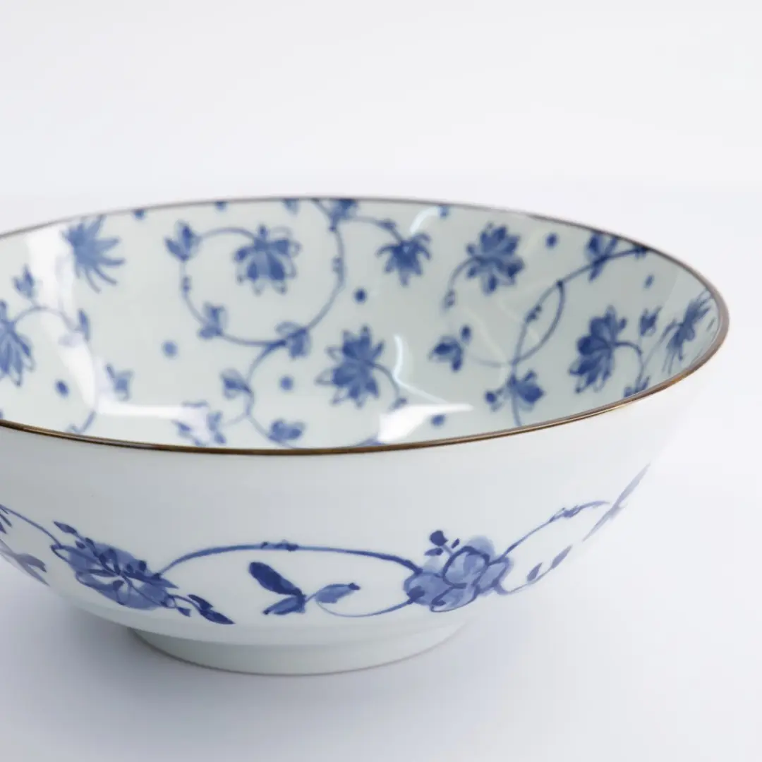 Tokyo Design Studio Natsu Karakusa Ramenkom - Blauw/Wit 1000ml