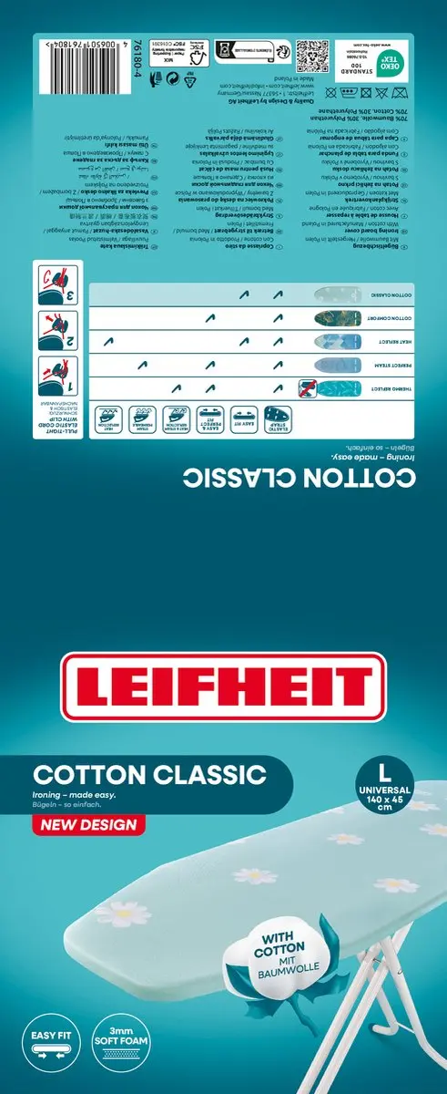 Leifheit Cotton Classic Strijkplankovertrek 76180 - Lichtblauw - afbeelding 6 van 6