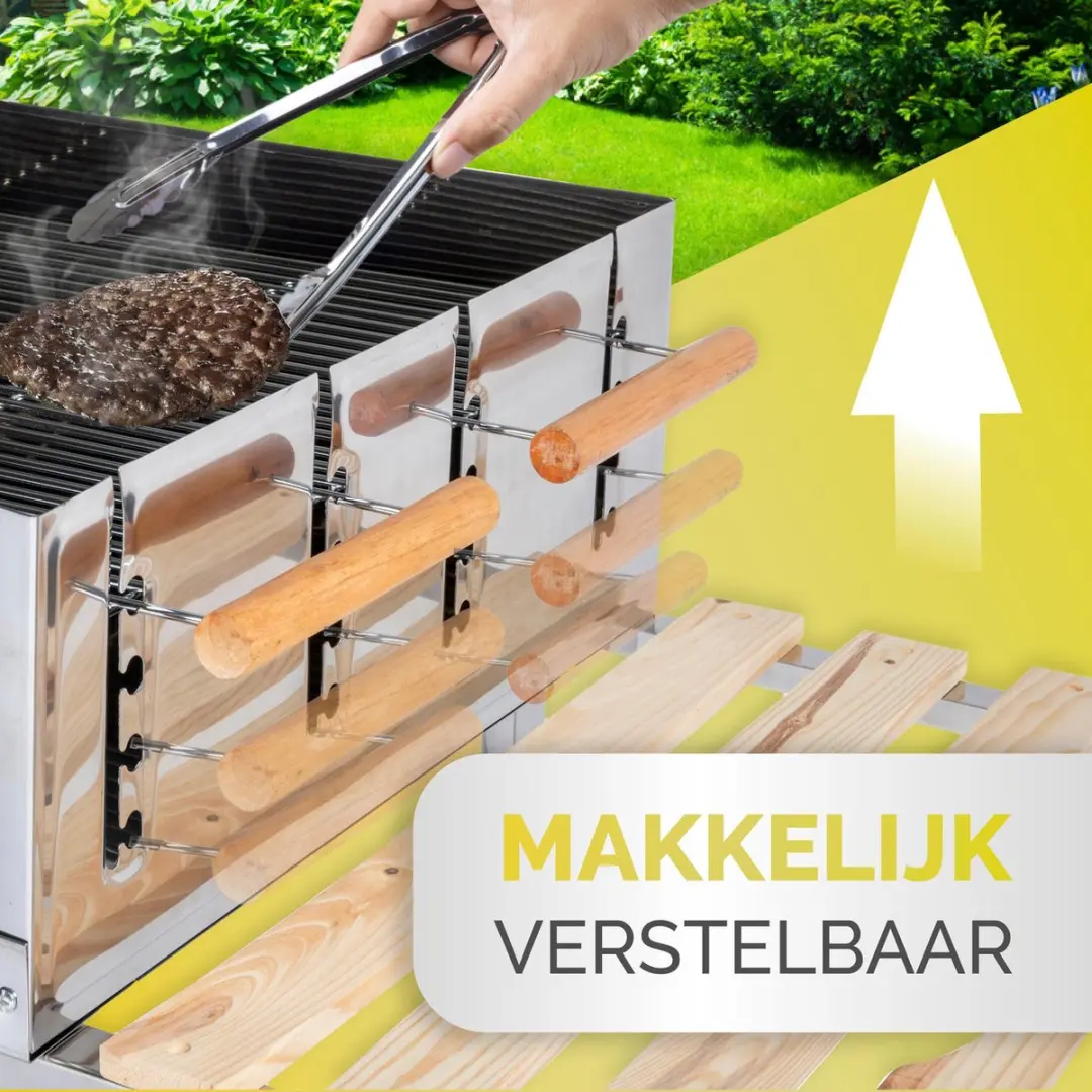 Alpina BBQ Collection Houtskool BBQ Trolley - RVS - 2 Roosters - 98x56x85cm