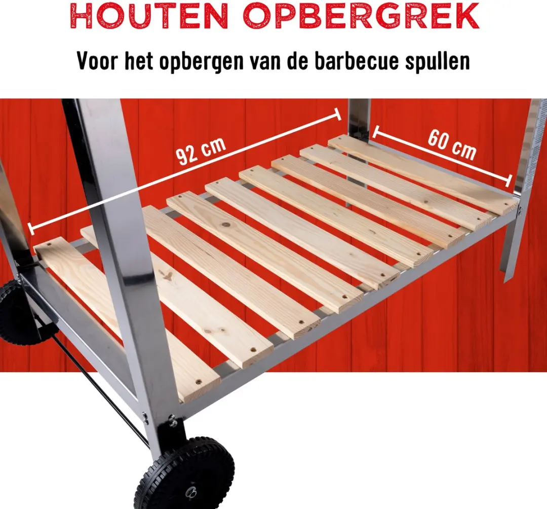 Alpina BBQ Collection Houtskool BBQ Trolley - RVS - 2 Roosters - 98x56x85cm - afbeelding 6 van 6