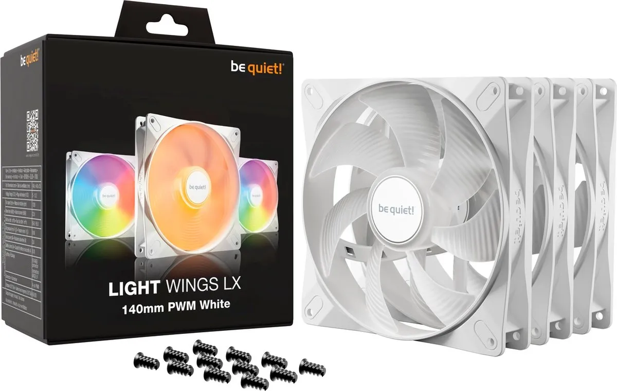 be quiet! Light Wings LX BL128 140mm Ventilator - 3 Stuks - Wit
