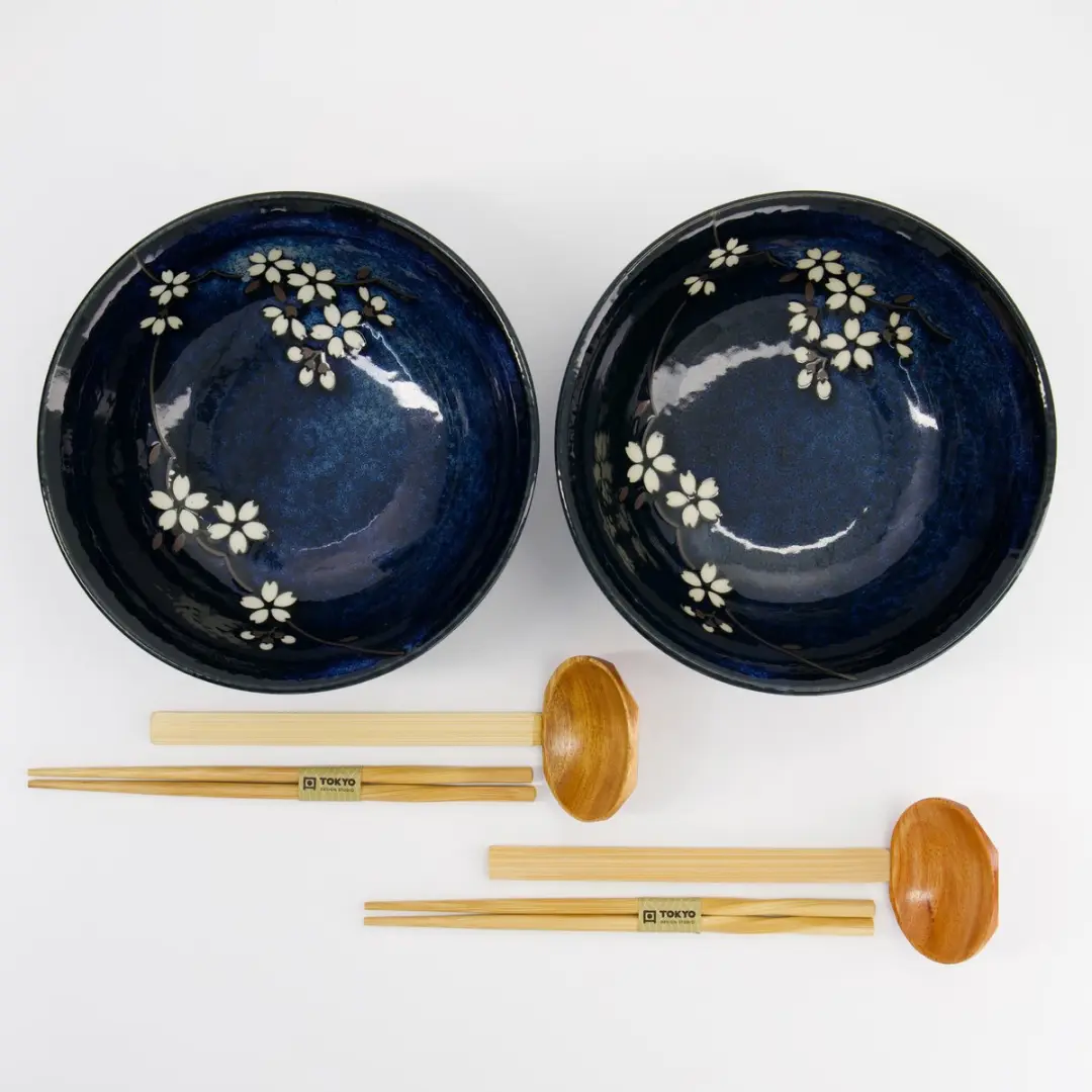 Tokyo Design Studio Cobalt Blue Sakura Ramen Giftset 6-delig - 1200ml