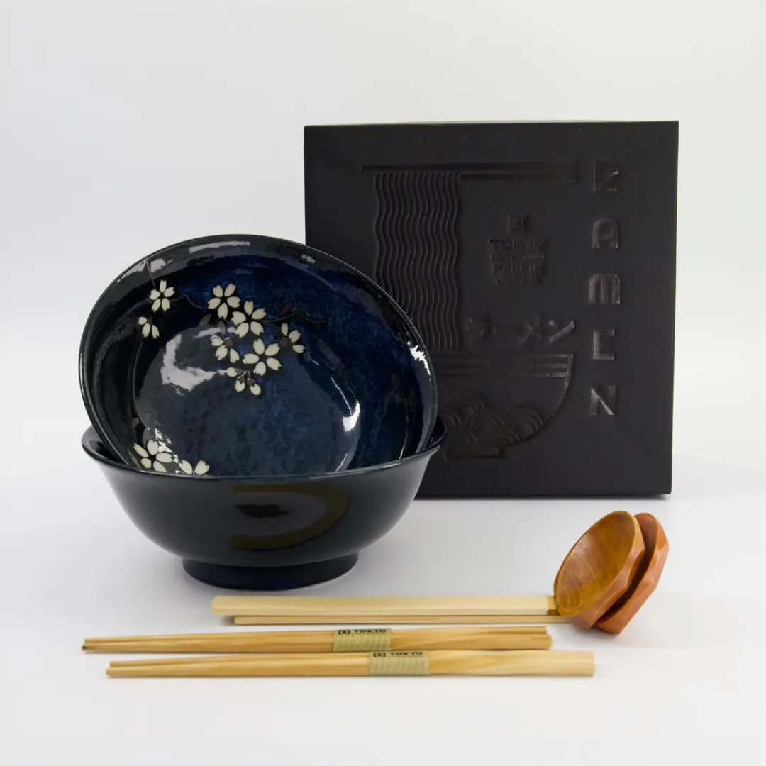 Tokyo Design Studio Cobalt Blue Sakura Ramen Giftset 6-delig