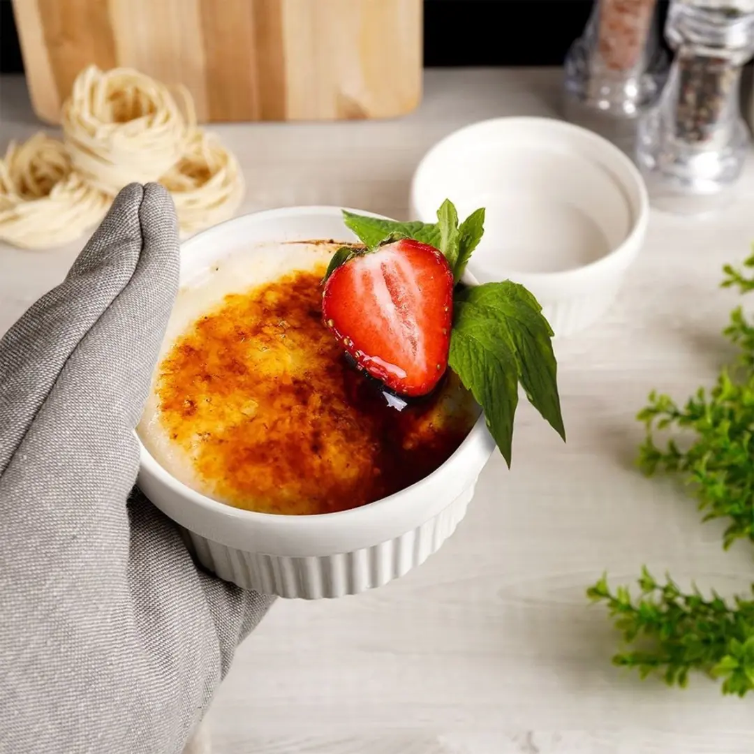 Excellent Houseware Crème Brûlée Schaaltjes 2 Stuks - Wit - 9x4,5cm