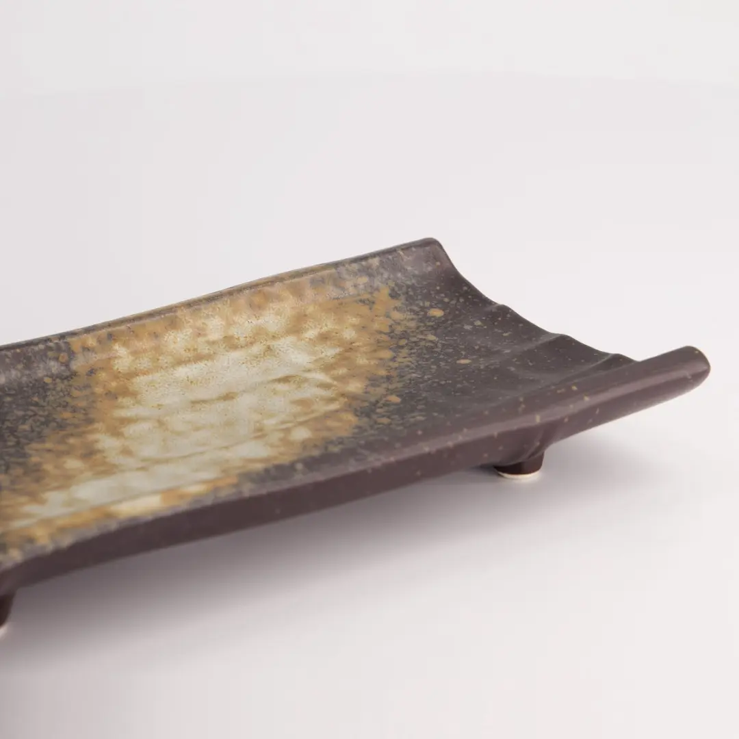 Tokyo Design Studio Groot Rechthoekig Bord - 24,7x12,2x3,2cm - Bruin/Zwart