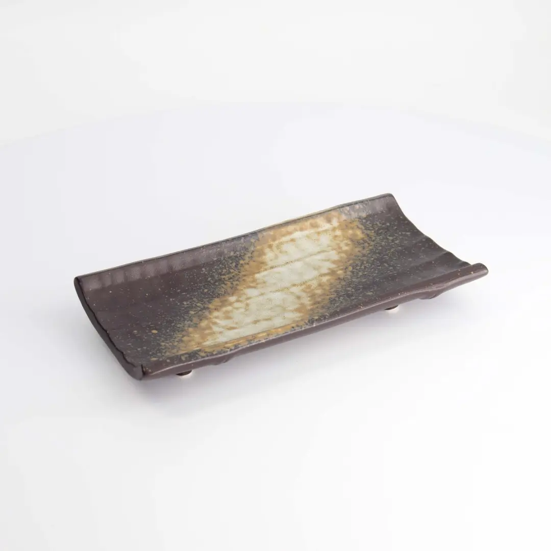 Tokyo Design Studio Groot Rechthoekig Bord - 24,7x12,2x3,2cm - Bruin/Zwart