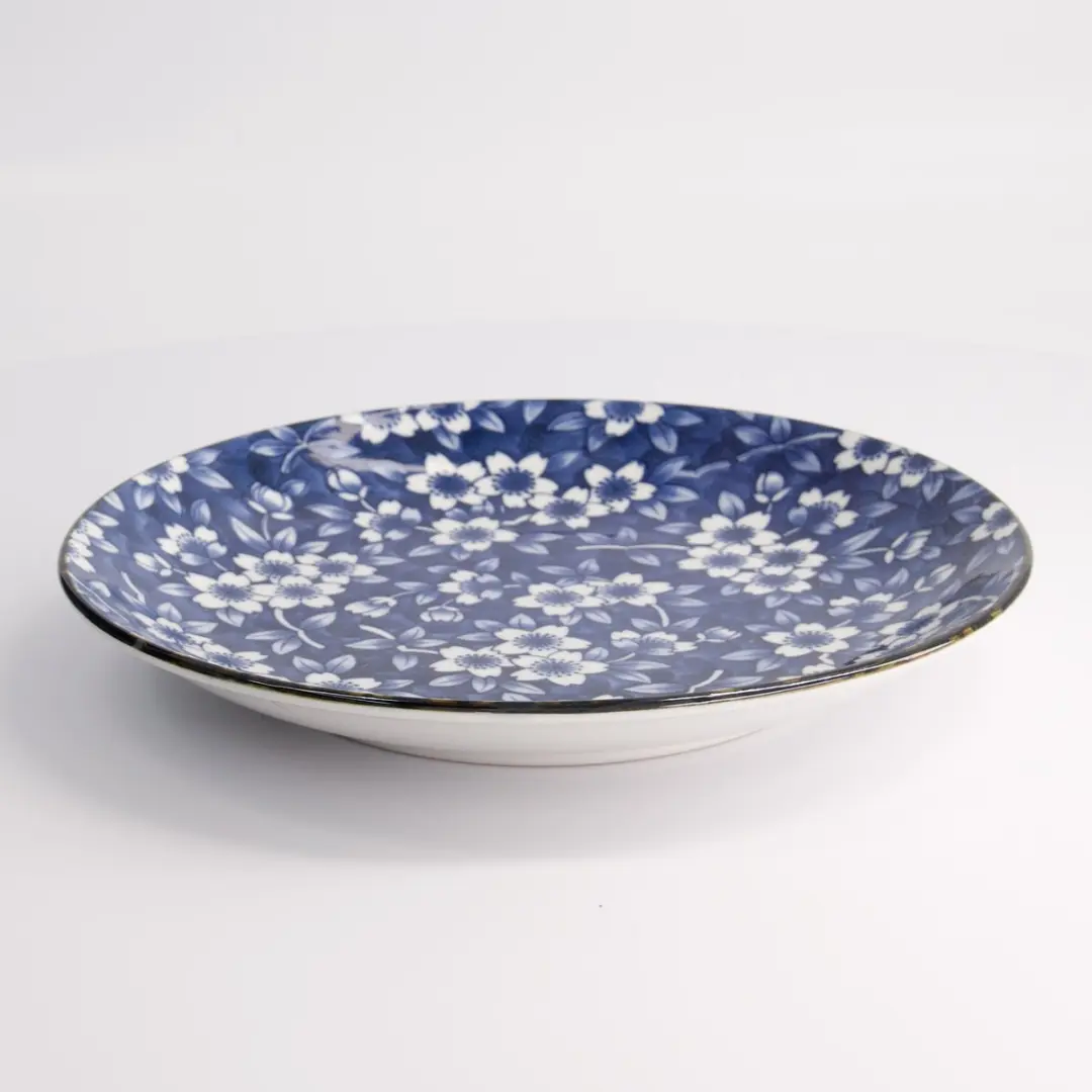 Tokyo Design Studio Sakura Bord - Blauw/Wit 25x3.3cm